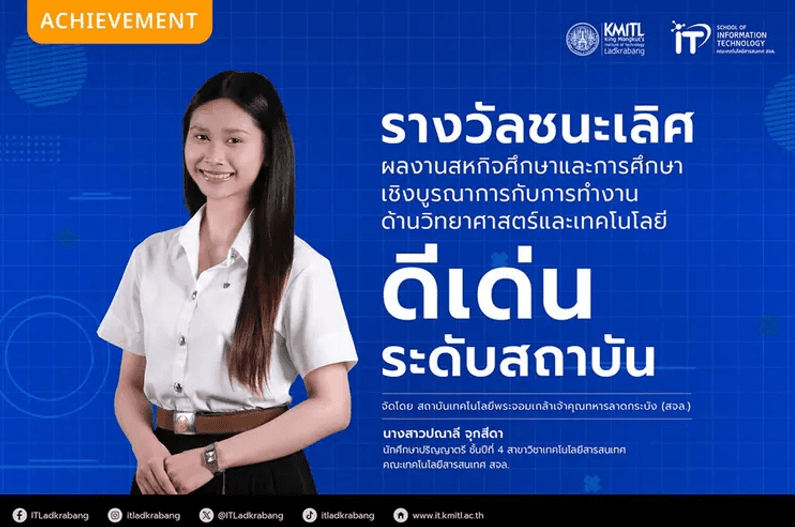 รางวัลชนะเลิศผลงานสหกิจศึกษาและการศึกษาเชิงบูรณาการกับการทำงาน ด้านวิทยาศาสตร์และเทคโนโลยีดีเด่น ระดับสถาบัน ประจำปีงบประมาณ 2569